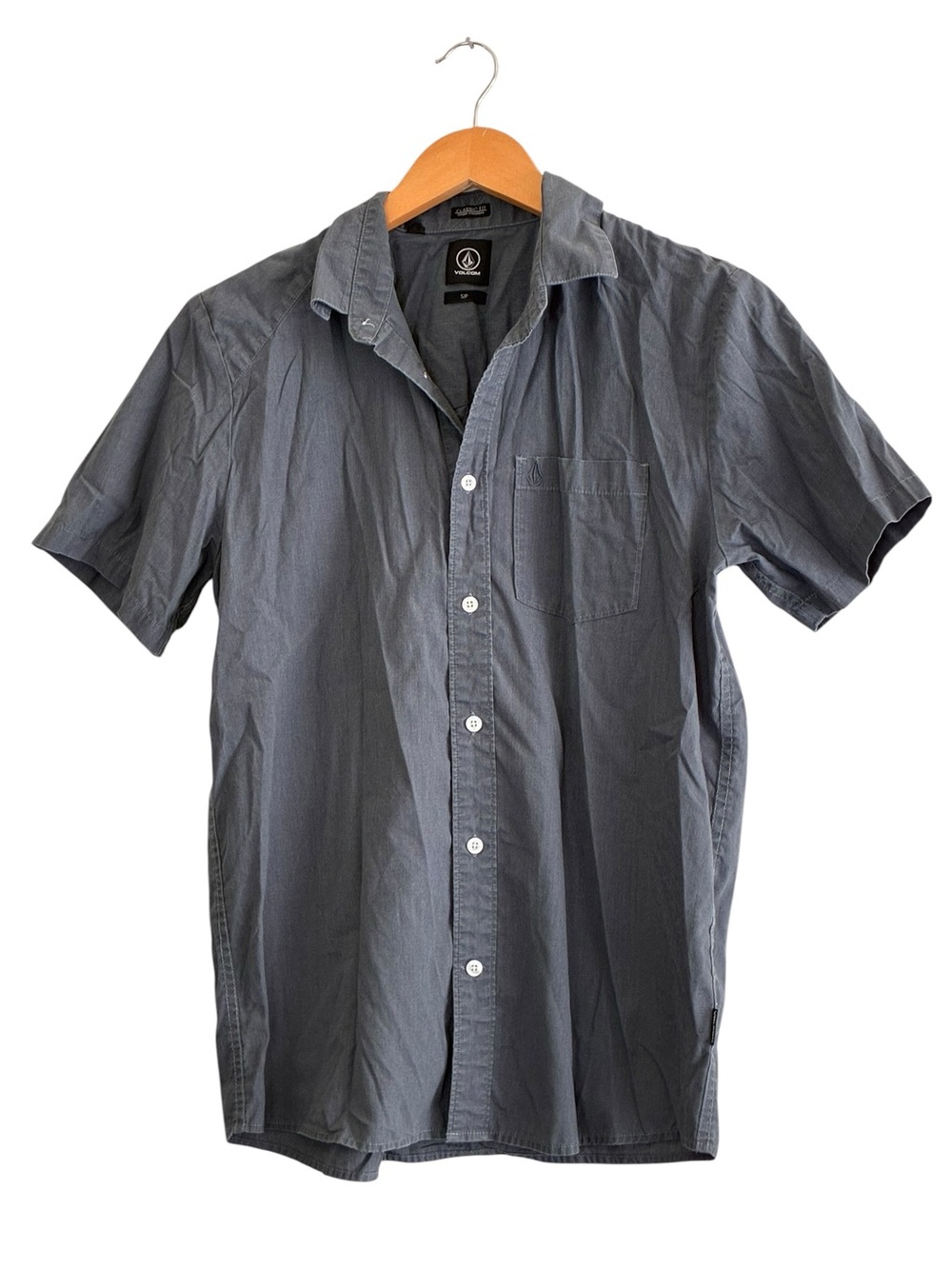 Volcom | Like new classic fit grayish-blue short sleeve button front shirt small